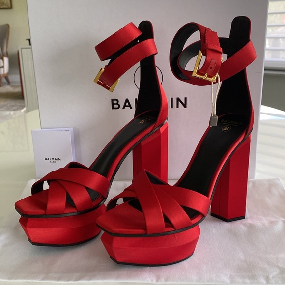 BALMAIN Ava Platform Sandals Heels New - Picture 11 of 15